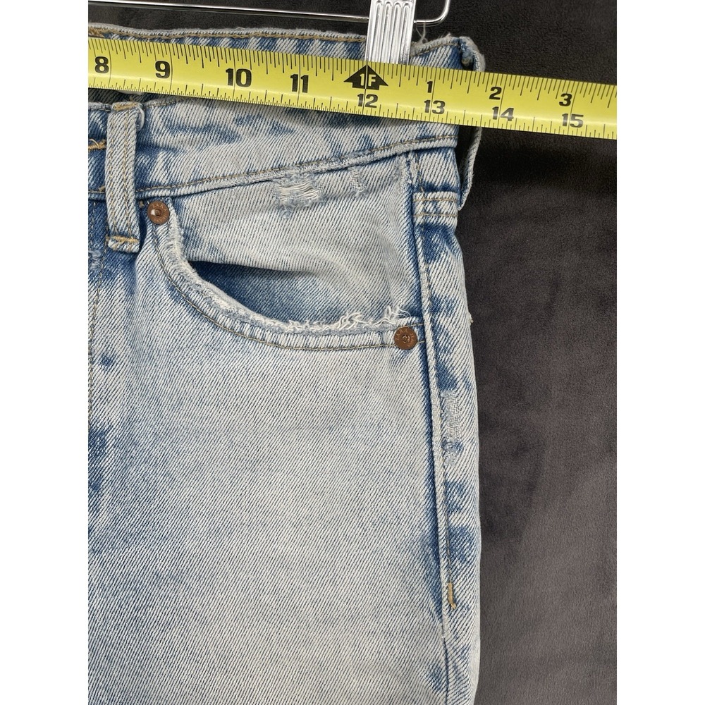 Zara Women's Light Wash Cropped Straight Leg Jeans Raw Hem Distressed Size 2 - Picture 7 of 9
